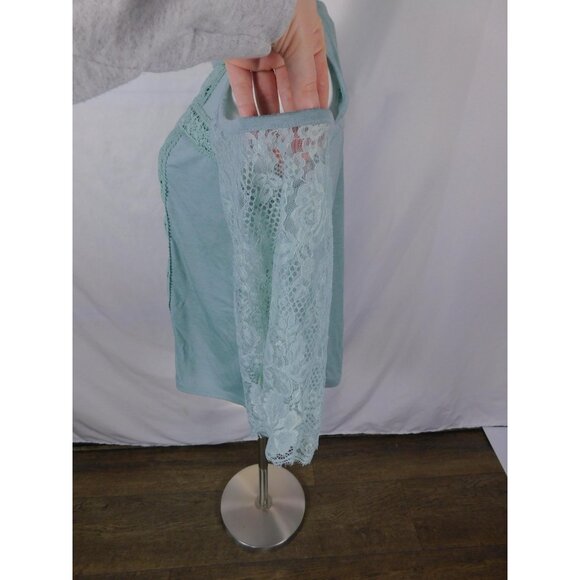 Jolt Mint Green Lace Cold-Shoulder Top L - Boho Flowy - Excellent - Picture 3 of 11